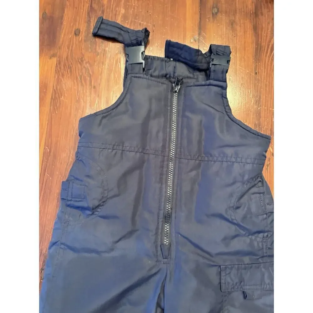 London Fog 24 Months Snow Bib Overalls Front Zip Insulated Ski Pant Navy Blue